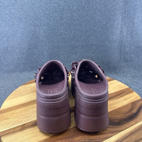 Crocs Siren Chain Clog Dark Cherry Men's 4 Womens 6 Platform Heels - Picture 6 of 10